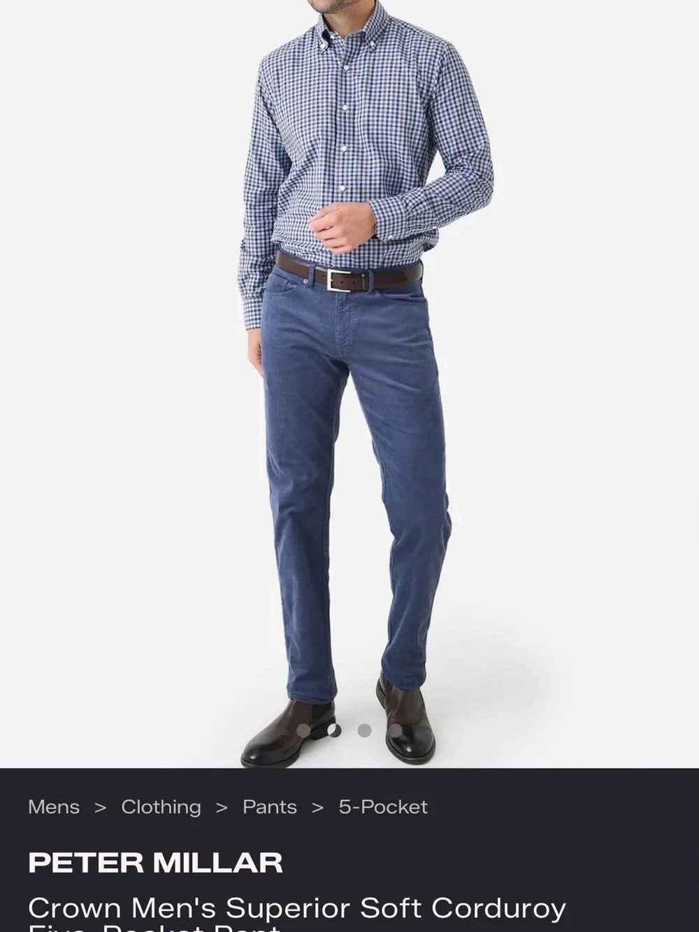 BRAND NEW Peter Millar Five Pocket Corduroy Stone Blue Pants